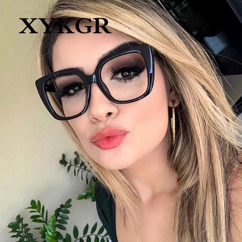 XYKGR, большая оправа, кошачий глаз, модные очки, женские трендовые оптические компьютерные очки, оправа, мужские и женские модели, черные леопардовые очки