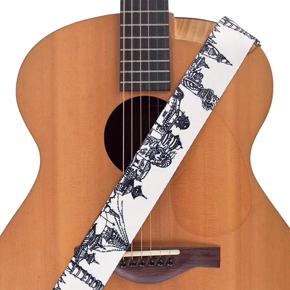 

PT-304 Guitar Strap Printed Leather Head Strap for Electric Guitar and Bass Guitarra Accessories Stringed Musical Instrument