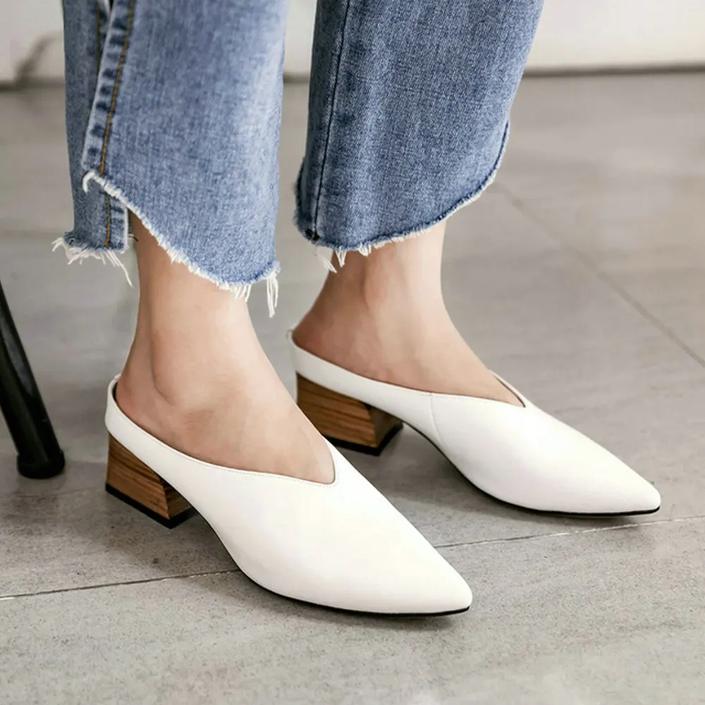 EshtonShero Летняя женская обувь женские тапочки на среднем каблуке кожа + ПУ с острым