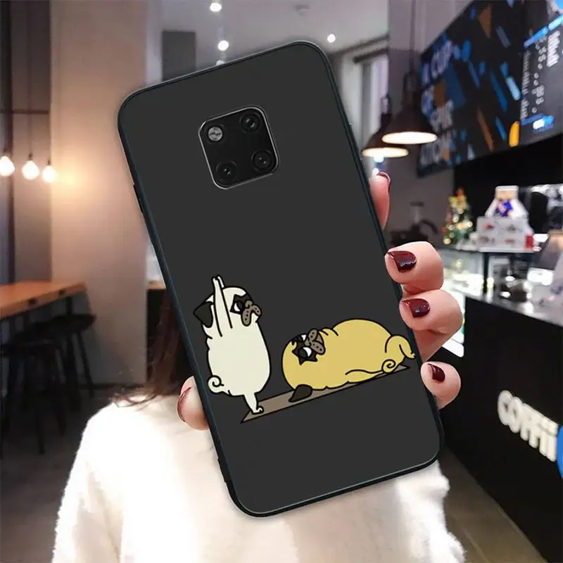 

Funny Yoga Dog Black Silicone Cover Case For Huawei Mate 9 10 20 30 Lite 9 10 20 30 Pro 20X Funda
