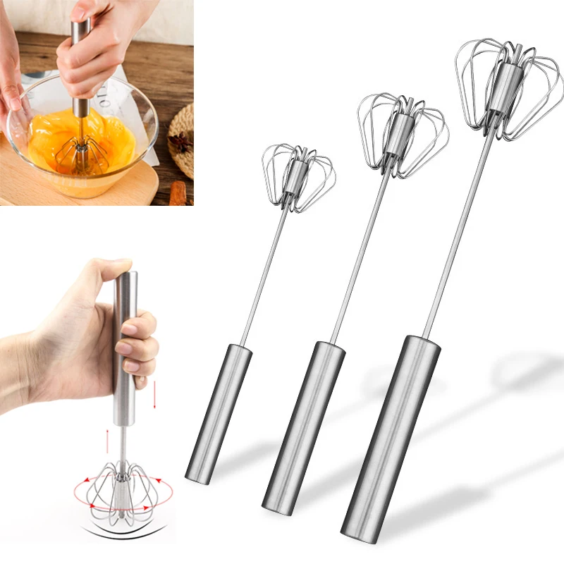 

Semi-automatic Egg Beater 304 Stainless Steel Egg Whisk Manual Hand Mixer Self Turning Egg Stirrer Kitchen Accessories Egg Tools