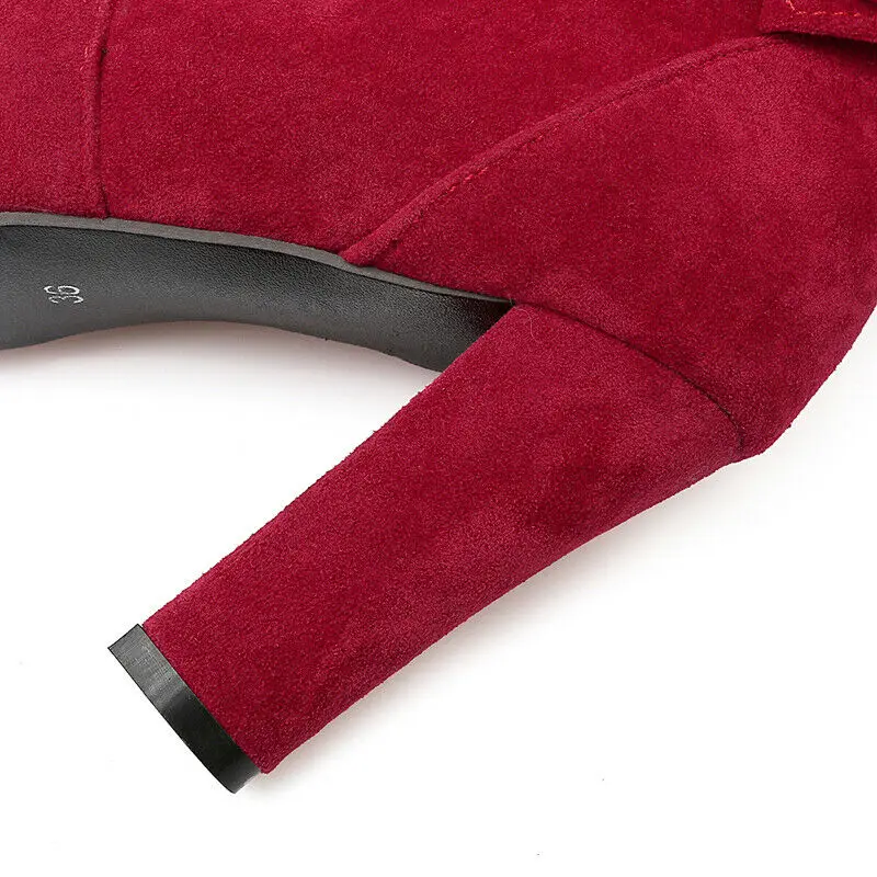 

Winter Platform Short Ankle Boots For Women Bow Zipiper Chunky Squre Heel Short Booties Shoes