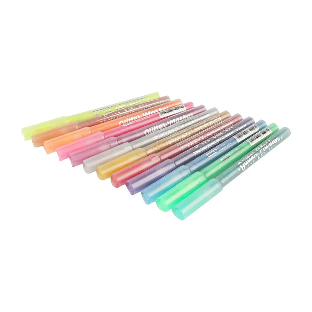 

Flashing Pearlescent Marker Pen 1.0mm 12 Colors Optional Art Markers School Office Student Fluorescent Painting Writing Pen