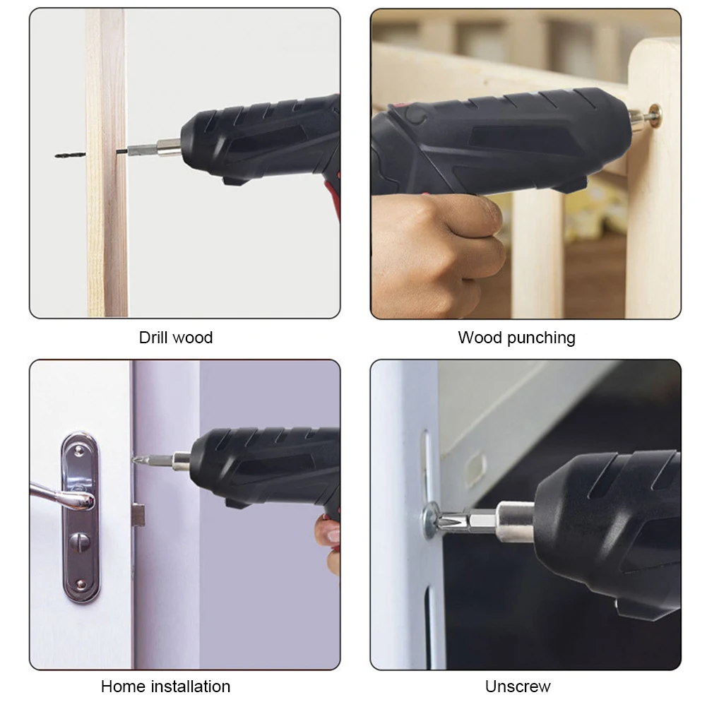 

USB Cordless Electric Screwdriver Set with Light /Storage Box Multi-function Power Drill Rechargeable Power Tools with Bits
