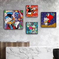 disney cartoon canvas poster the money donald duck street art canvas print painting abstract figure wall living home decoration