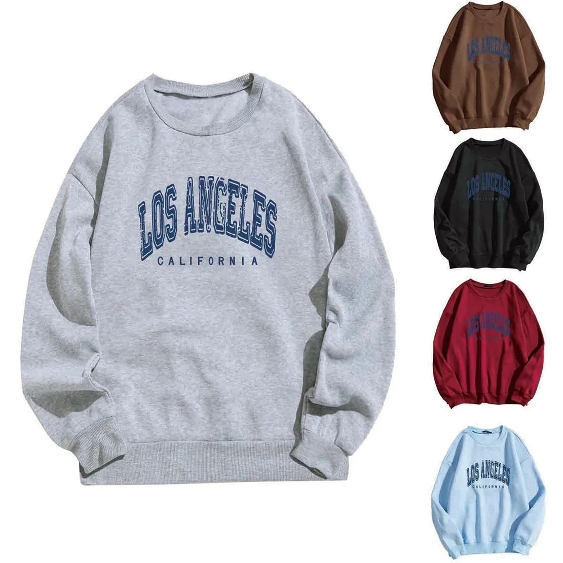 Женский свитшот модный коричневый пуловер с буквенным принтом Лос-Анджелеса