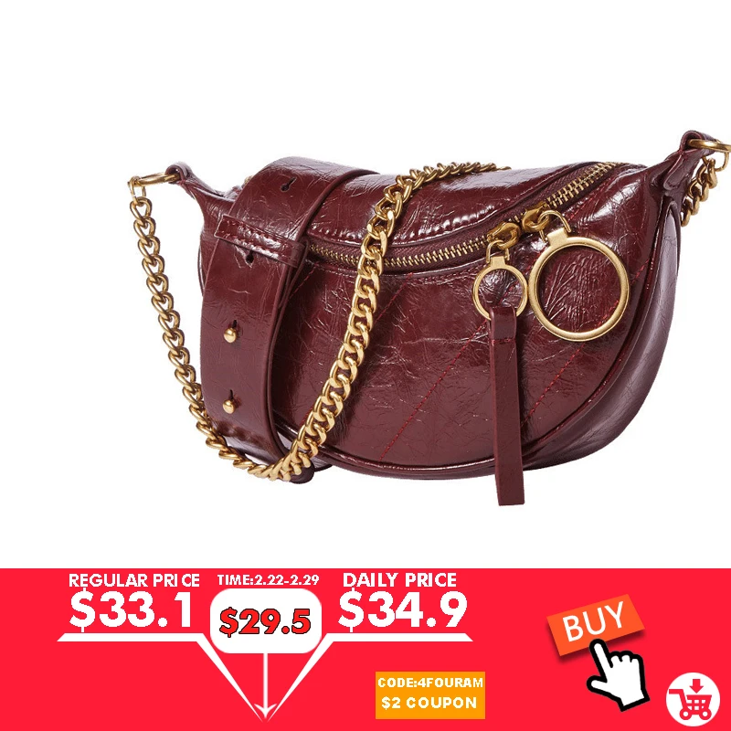 

Женские поясные сумки из натуральной кожи, полукруглая нагрудная сумочка из воловьей кожи, модный кошелек, брендовая роскошная сумка с полу...