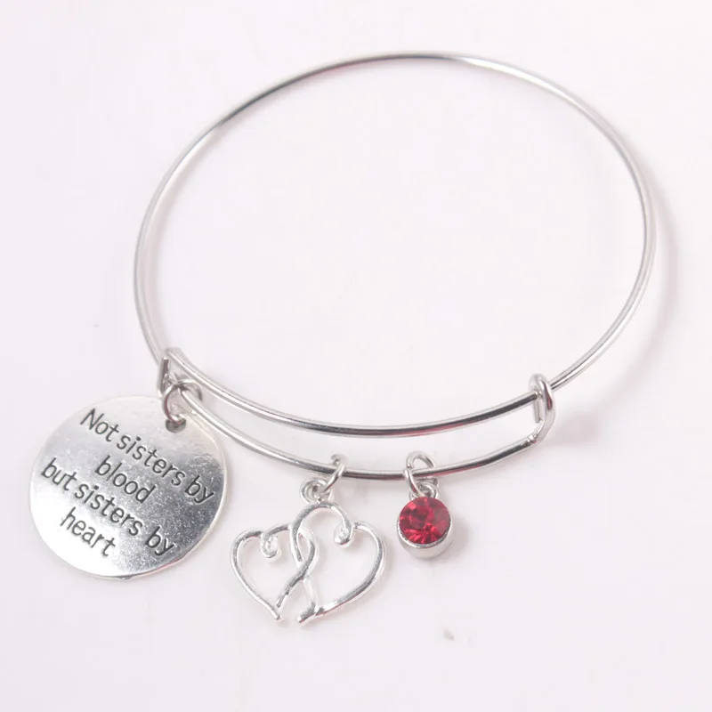 &quotNot sisters по крови но сестры сердечко&quot браслет с камнем месяца рождения