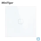 Сенсорный выключатель Minitiger, стандарт ЕС, 1 банда, 2-стороннее управление, сенсорный экран, панель из хрустального стекла, 220-250 В