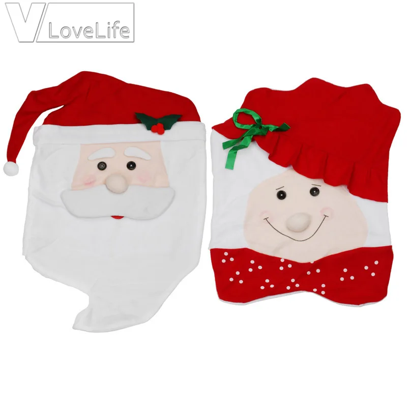 Рождественский чехол на стул 2 шт. чехлы спинки стула Санта-Клауса украшения для