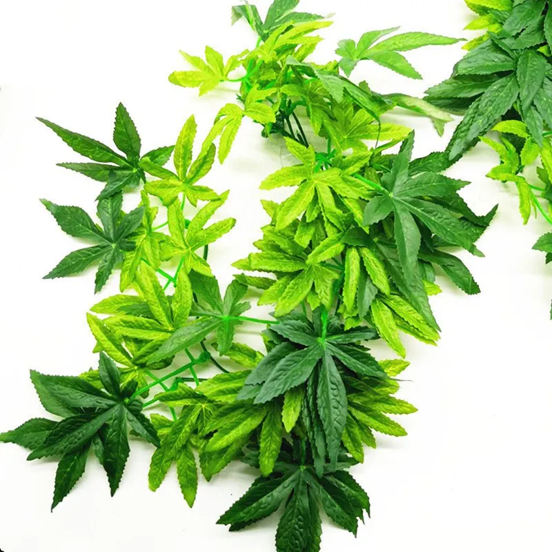 

Hot Artificial Green Leaves for Small Animal Fish Tank Decoration Non-toxic Plastic Green Leaves with Sucker Cage Decor