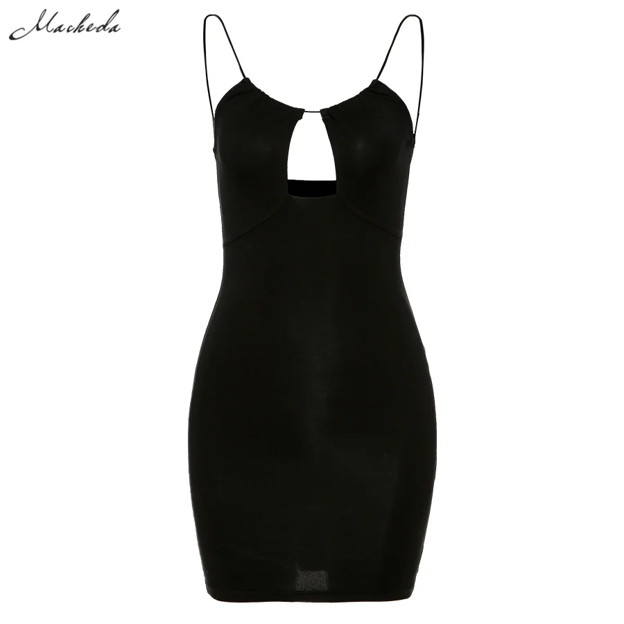 

Spring Black Sexy Hollow Out Sling Dress Women Slim Sleeveless Clothing Y2K Lady Solid Backless Mini Dresses 2021 New