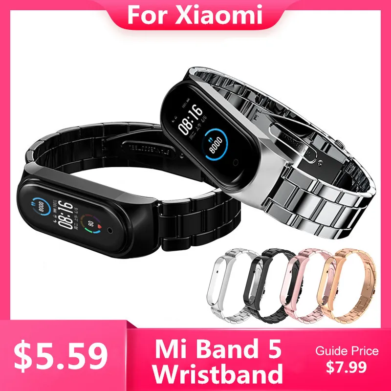 

Оригинальный металлический ремешок для Xiaomi Mi Band 4 Безвинтовой браслет из нержавеющей стали браслеты Сменные аксессуары для Mi Band 5 NFC