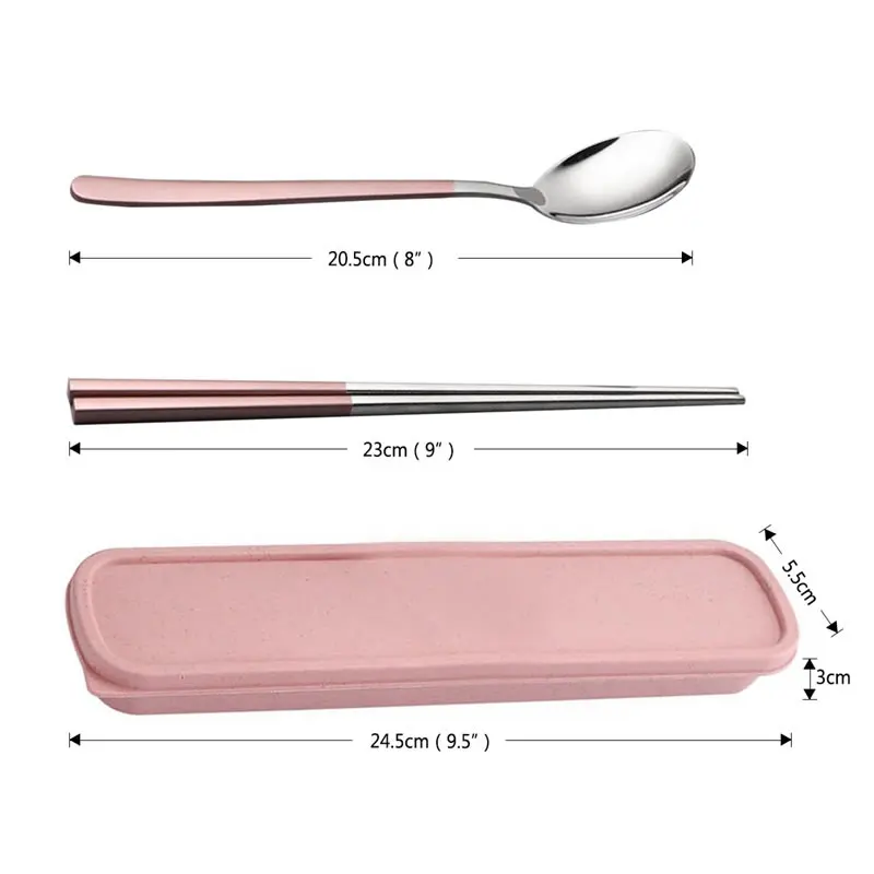 Портативный 304 столовый набор из нержавеющей стали с коробкой для хранения