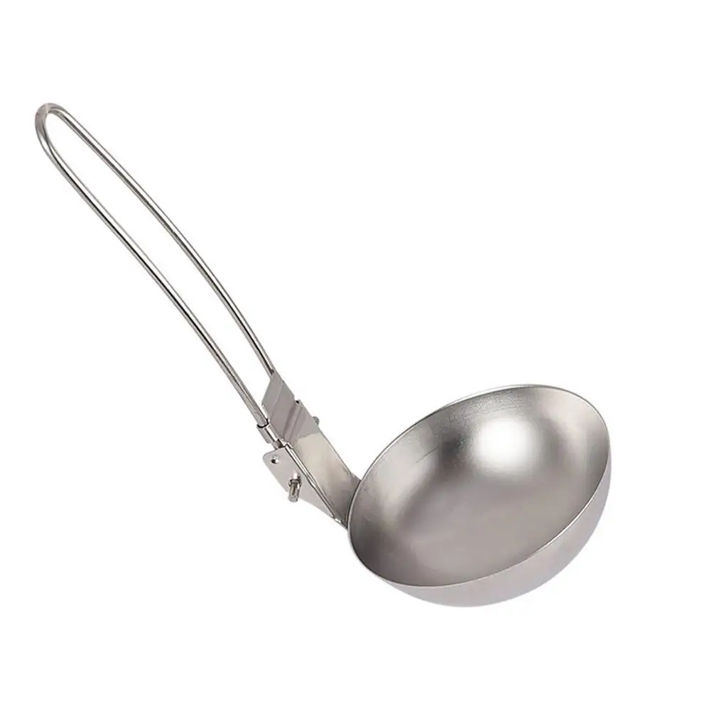 

Stainless Steel Soup Ladle Slotted Spoon With Folding Portable Handle Super Light Hot Pot Soup Spoon For Camping Hiking