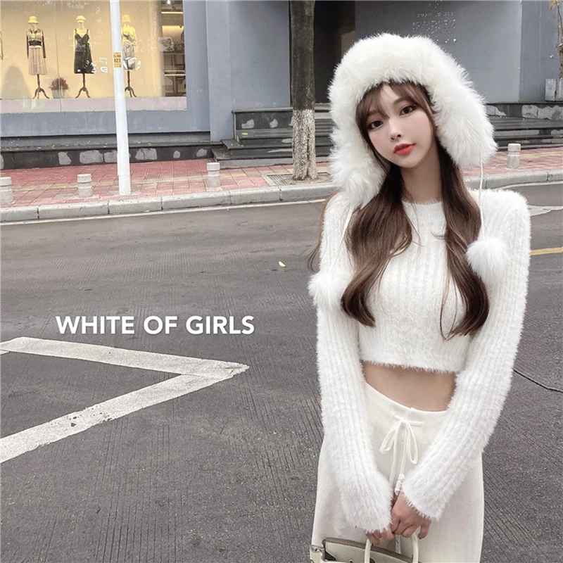 Свитер женский весенний корейский стиль широкие брюки с высокой талией уличная