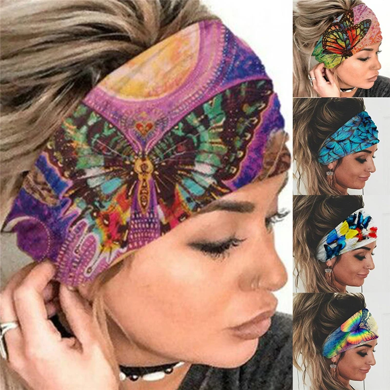 

Boho Cotton Soft Wide Turban Head Band For Women Girls Print Hair Bands Headband Bandana Headwear Hair Accessories