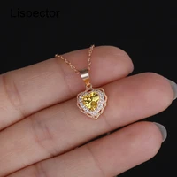 lispector 925 sterling silver yellow crystal love heart pendant necklaces for women luxury french palace necklace female jewelry