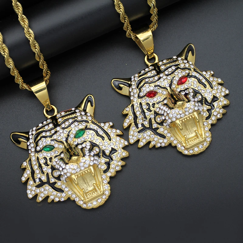 В стиле хип-хоп Стразы ограненные Bling льдом GoldStainless Сталь Большая подвеска в виде