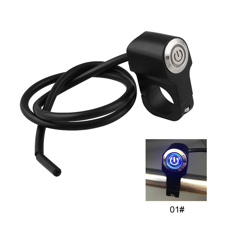 Синий Moto Switch 7/" 22 мм Manubrio Interruttore Fari Interruttore Hazard Luce Di Freno power ON-OFF Con Indicatore Luce - Цвет: Синий