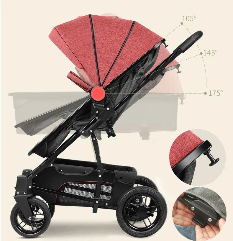 Детская коляска 3 в 1 детская детские коляски для новорожденных плотная тканевая