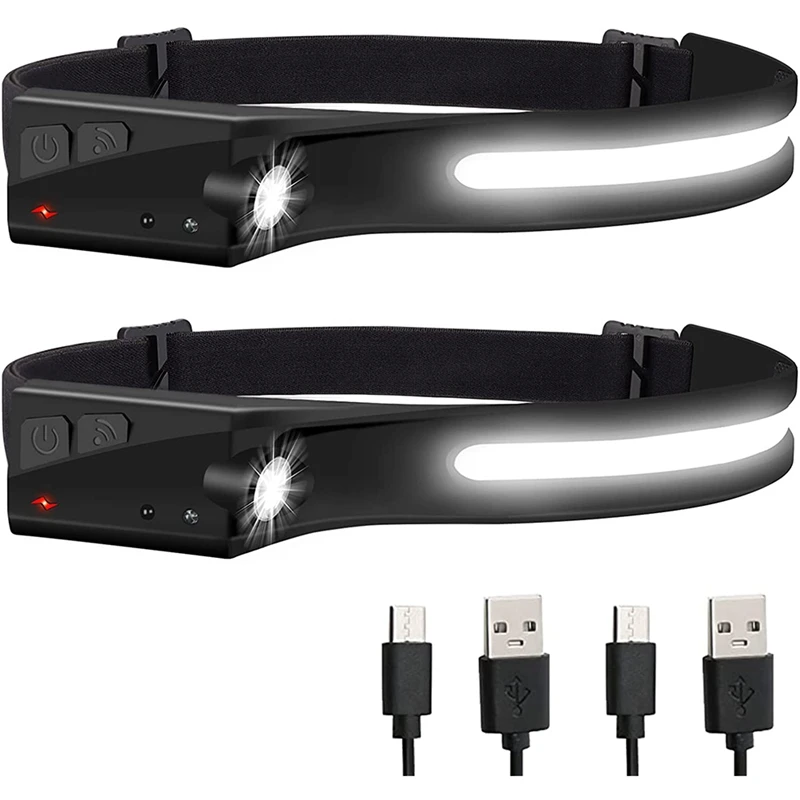 

2Pack Head Light Lamp Flashlight,LED Head Light Lamps 1200Lumens With Motion Sensor Bright 5 Modes Head Light Lamp