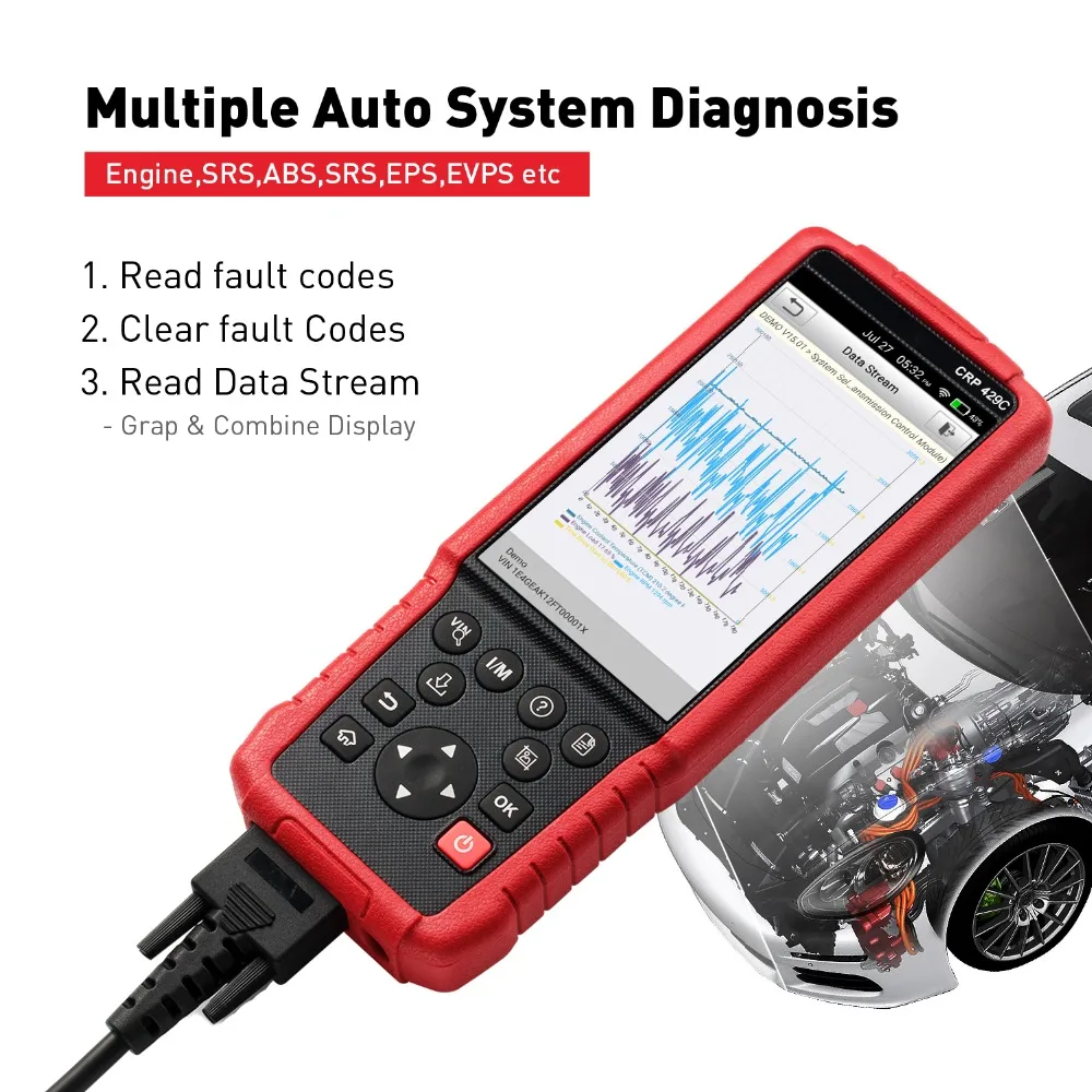 LAUNCH X431 CRP429C OBD2 код ридер Поддержка двигателя/ABS/Подушка безопасности/AT+ 11 сервис CRP429 C Авто диагностический инструмент ОДИН ГОД бесплатное обновление