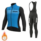 Зимний комплект велосипедных Джерси 2021 STRAVA Теплая Флисовая одежда для велоспорта MTB велосипедная одежда сохраняющая тепло одежда для горного велосипеда
