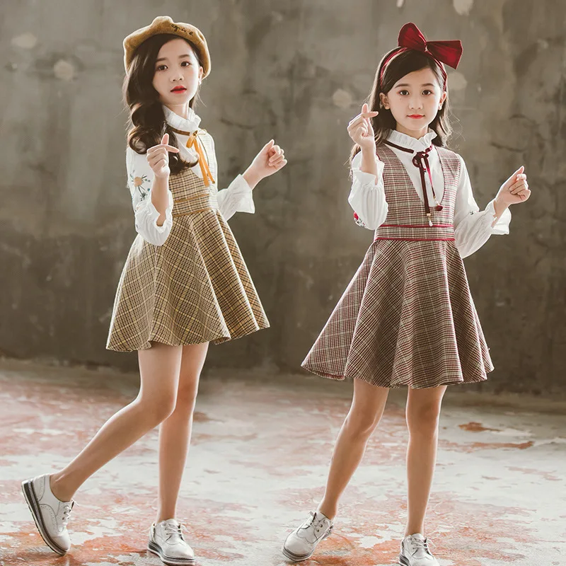 

Burgundy Yellow 2pcs Clothes Suit Spring Summer Children Clothes Baby Girls Sweatshirts + Pants Kids Teenagers Outwear High Qual