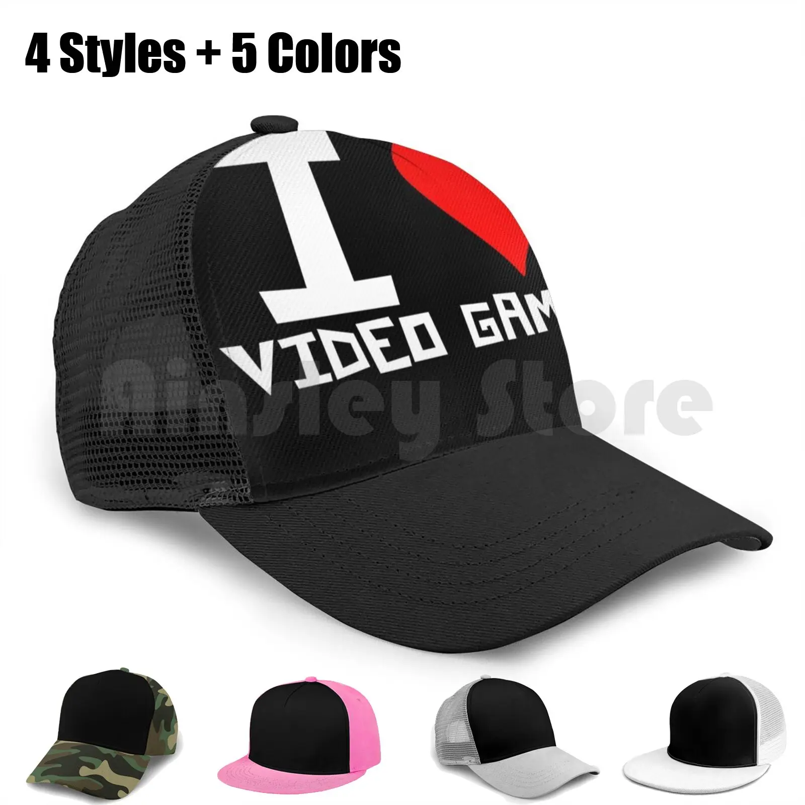 С надписью I Love видеоигры Бейсбол Кепки унисекс сетки Повседневные принты