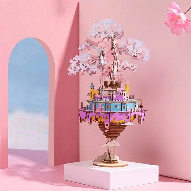 

3D DIYCarousel Music Box Happiness And Sunshine Wooden Music Box European Handmade Educational Toy Home Decoration Chindren Gift