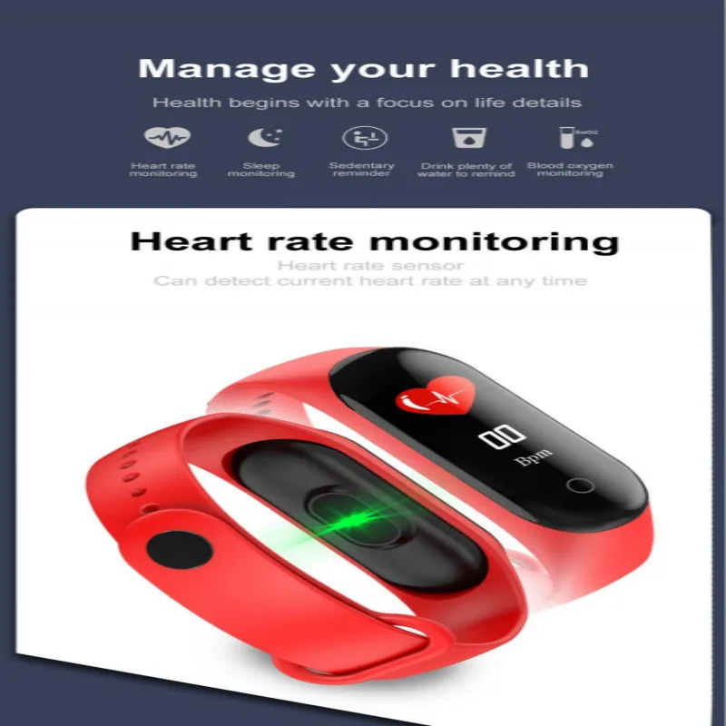 

M4 Smart Band Health Wristband Sports Smart Watch Heart Rate Blood Monitor Fitness Tracker Waterproof Pedometer Watch TXTB1