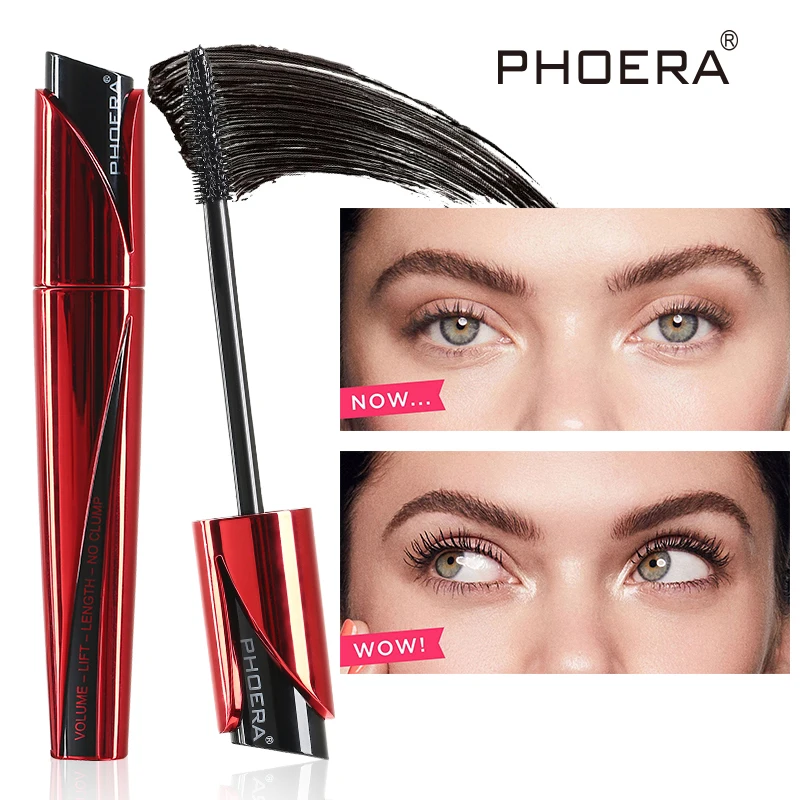 PHOERA 9D Silk Fiber Lash Extension Mascara High Definition Waterproof Curling Lengthen Thicken Cosmetics TSLM1 |
