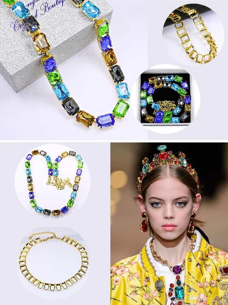 JUNJIAO 13*18 10*14 Стразы с кристаллами восьмиугольный Овальный DIY ожерелье для женщин