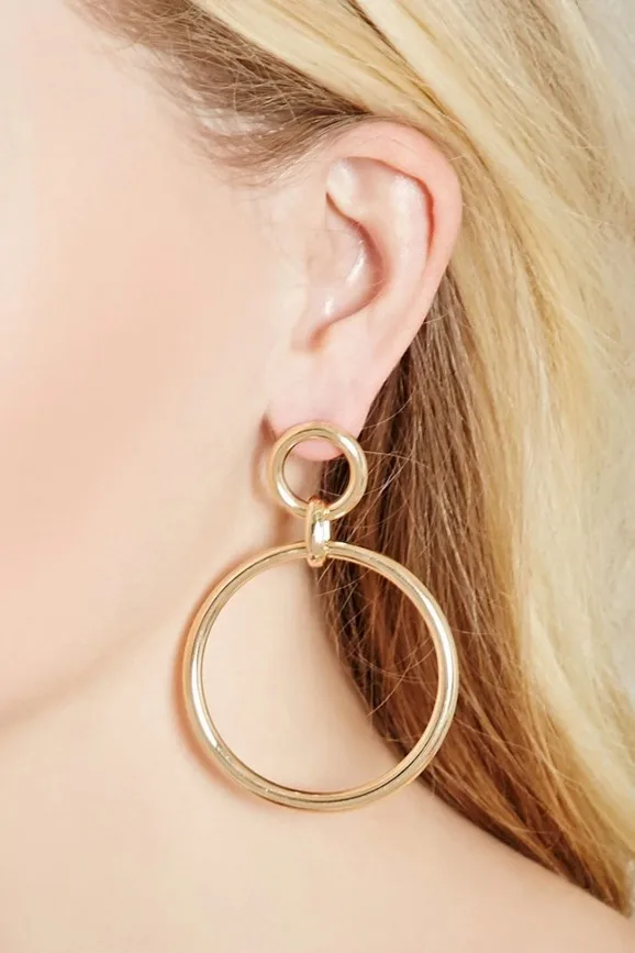 

European and American fashion jewelry Personality hollow ring combination earrings for ladies