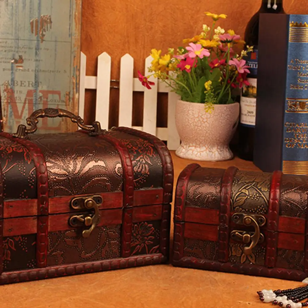 2 шт. винтажный деревянный цветочный принт Ювелирное кольцо органайзер коробка