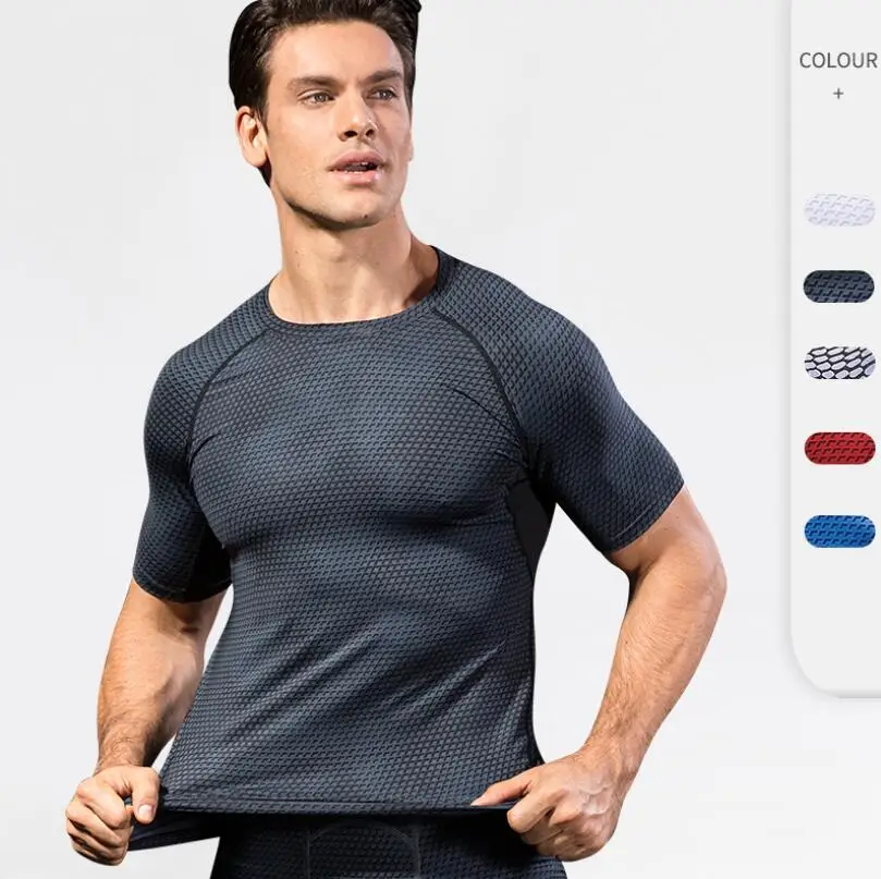 

Men Quick Dry Short Sleeve Compression Shirts Athletic Workout Sports T-Shirt Running Jogging Gym Sportswear 3D Print Tops Cloth