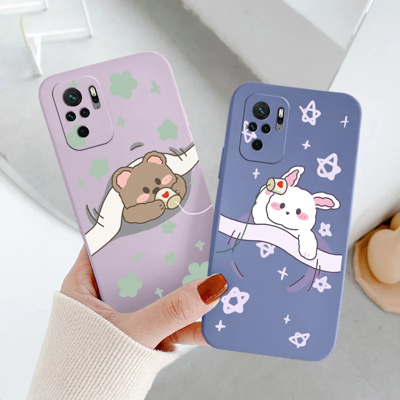 

Rabbit For Xiaomi Redmi Note 10 10S 9T 9 8 7 Pro Case Bear Soft Cover Redmi 9 9A 9T K40 K30 K20 Pro Shockproof Phone Case