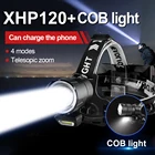 Налобный фонарь XHP120, 450000 люмен, светодиодный, перезаряжаемый, 18650