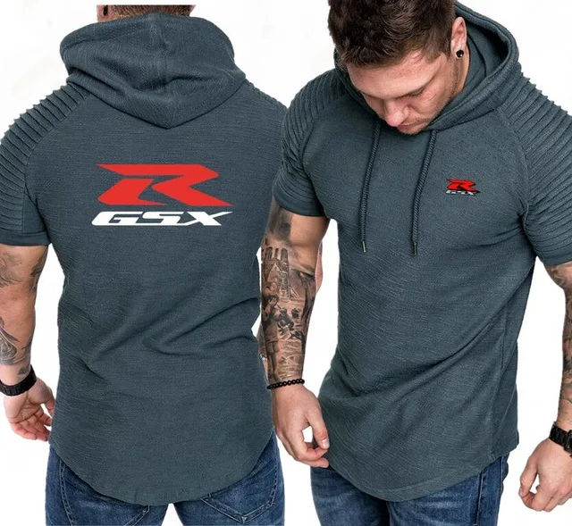 Для Suzuki гоночный принт мужчин короткий рукав с капюшоном толстовки мужские