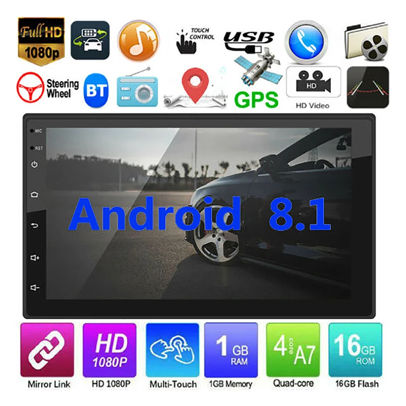 Android 8,1 WiFi gps навигация 7 дюймов 2Din четырехъядерный автомобильный стерео MP5 плеер fm-радио(Европа карта
