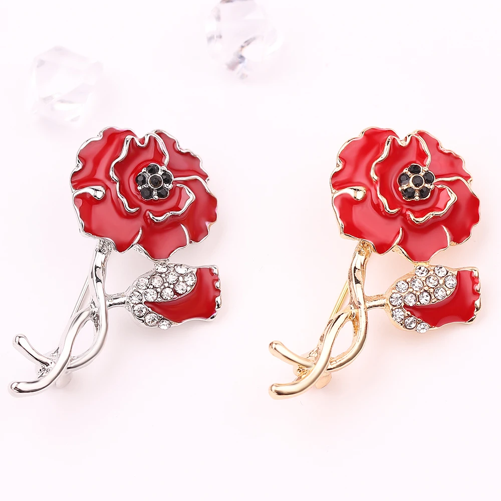 10 шт. винтажные броши с красным цветком для женщин эмалированная булавка красный