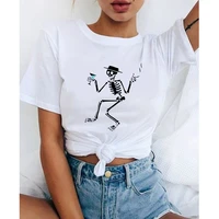 womens casual summer t shirt fashion graphic t shirt and top 90%e2%80%98s print harajuku dancing skull kawaii t shirt