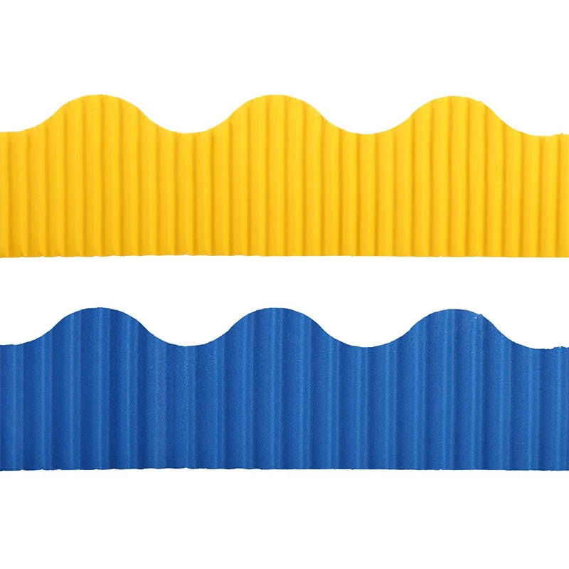 

2 Rolls Bulletin Board Borders Scalloped Border Decoration Background Paper for Decorative Borders (Yellow and Blue)