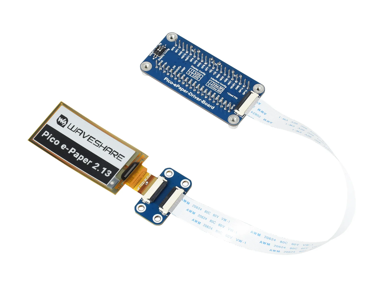 

Waveshare 2,13 дюймовый гибкий модуль E-Ink для электронной бумаги Raspberry Pi Pico, 212 × 104 пикселей, черный/белый, интерфейс SPI