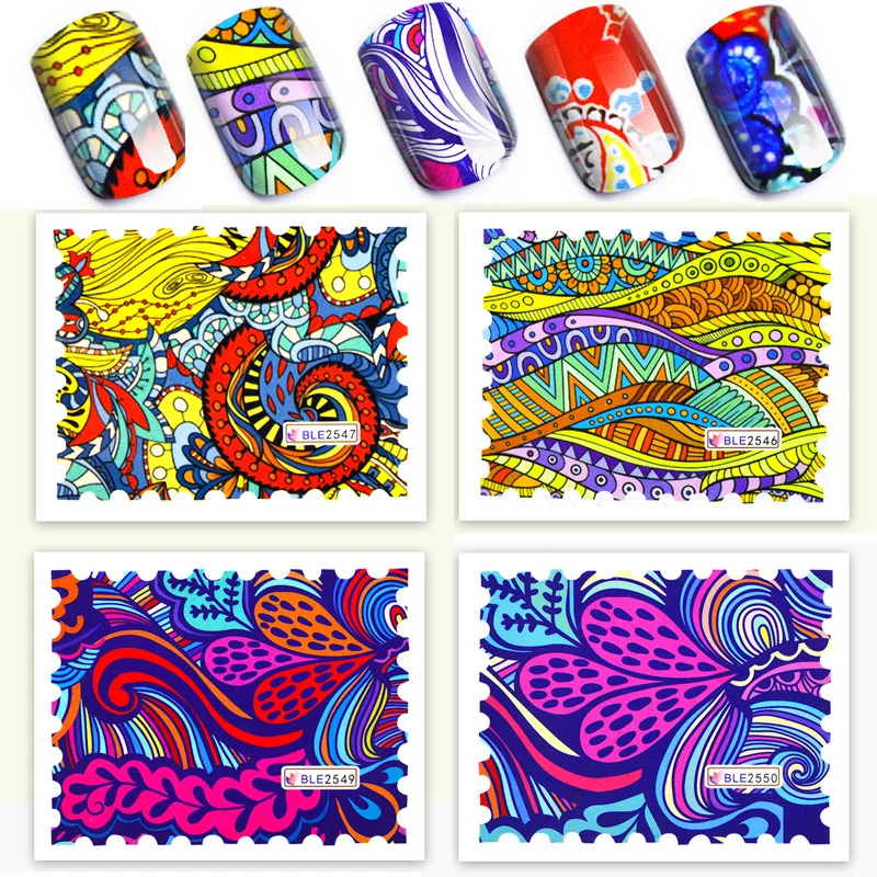 

1 Sheet Fashion Nail Stickers Water Transfer Decals Adhesive Slider Manicure Nail Art Decoration Tips UV Gel Polish BLE2535-2578