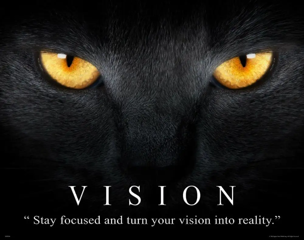 Плакат с мотивационным рисунком кошки Шелковый домашний декор для стен 24x36