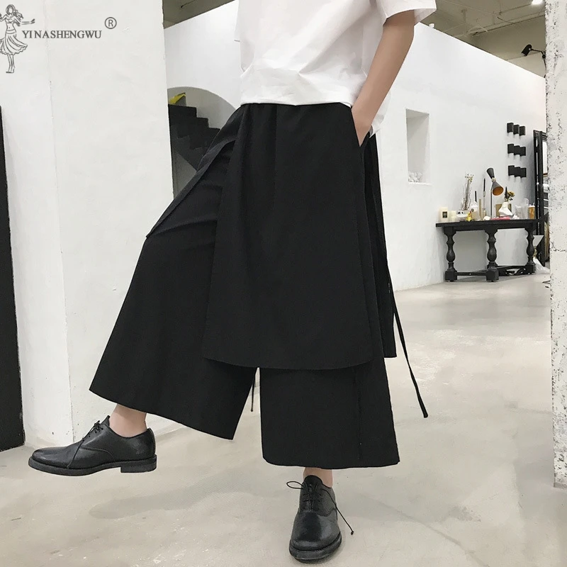 Мужские японские шаровары винтажные свободные джоггеры брюки Haori Cross-Pants широкие