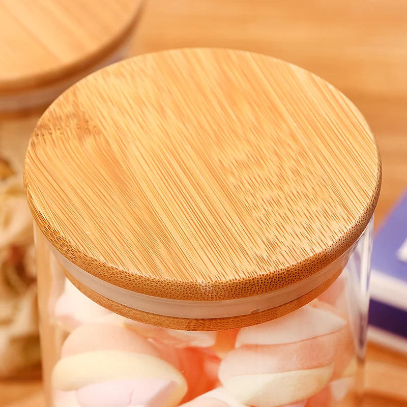 Glass Container Eco-Friendly Cover Candy Jar Cereal Bamboo Products Housewares Jars And Lids | Дом и сад