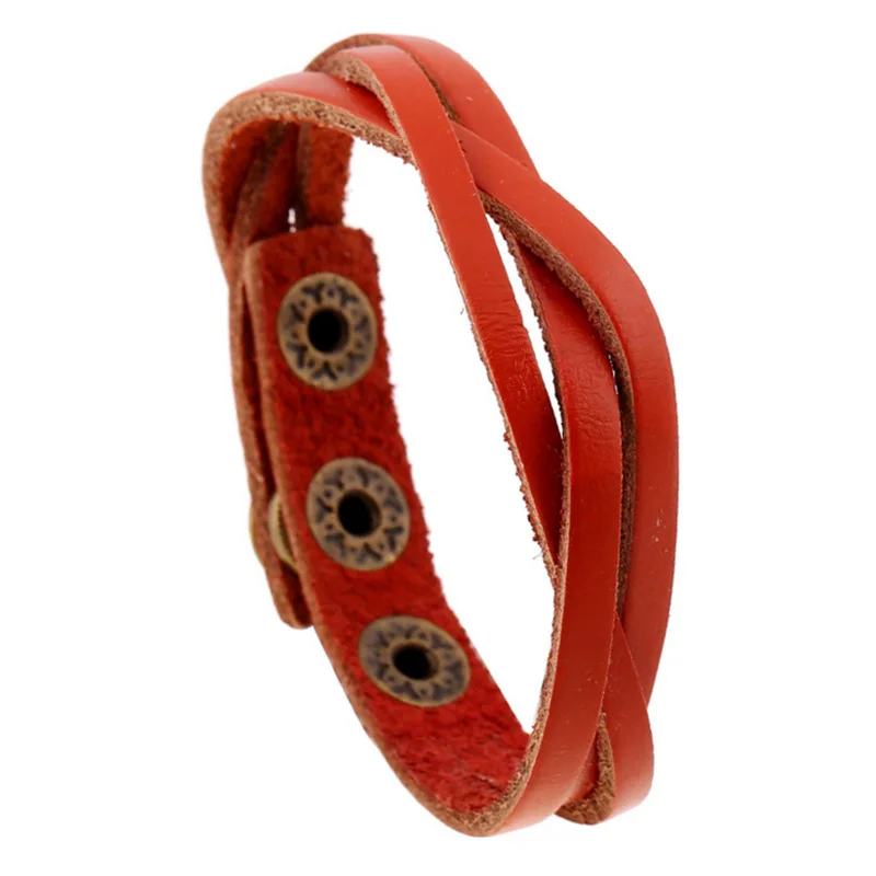 Браслеты из натуральной кожи для мужчин и женщин простые кожаные браслеты